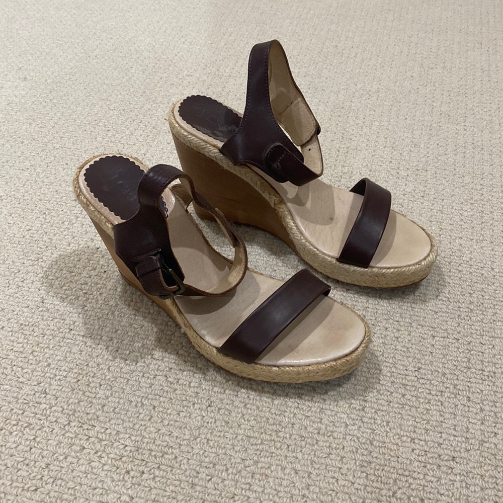 J.Crew Wedge Sandals, Brown, Size 8